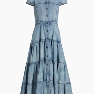 Alice + Olivia Patsy Fit and Flare Denim Midi Shirtdress